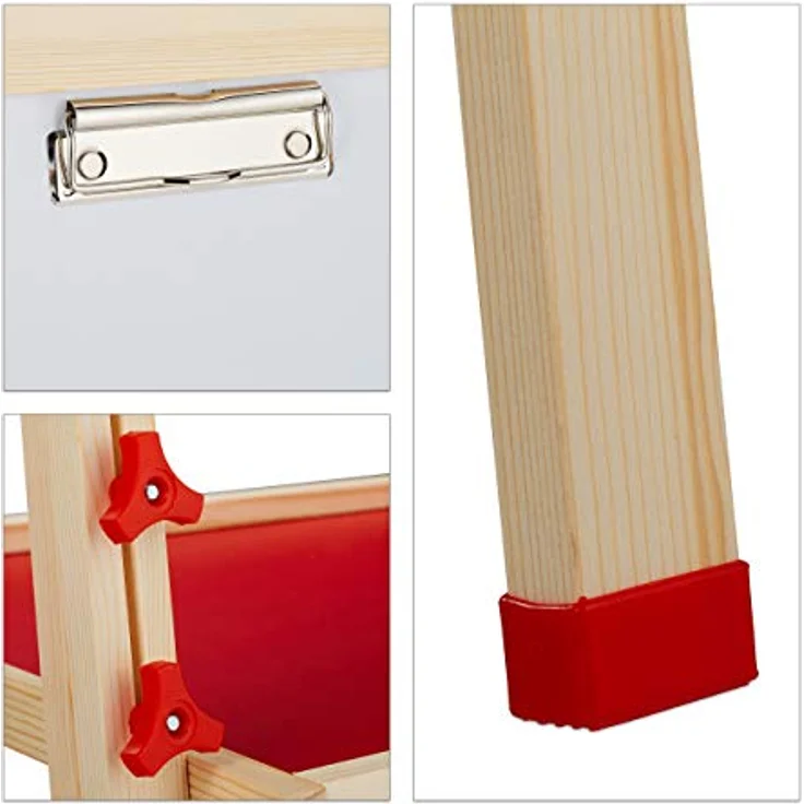Relaxdays Standtafel Kinder, höhenverstellbar, doppelseitig mit Whiteboard und Grüntafel, rot – Bild 9