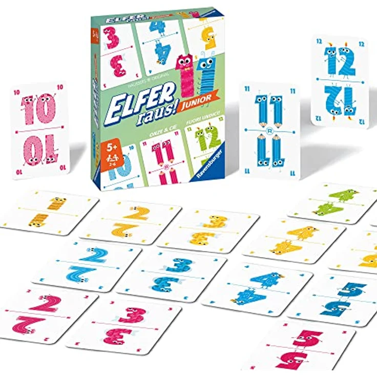 Ravensburger - 20947 Elfer Raus! Junior - Kartenspiel 2 - 6 Spieler, Spiel ab 5 Jahren für Kinder und Erwachsene, Zahlen – Bild 3