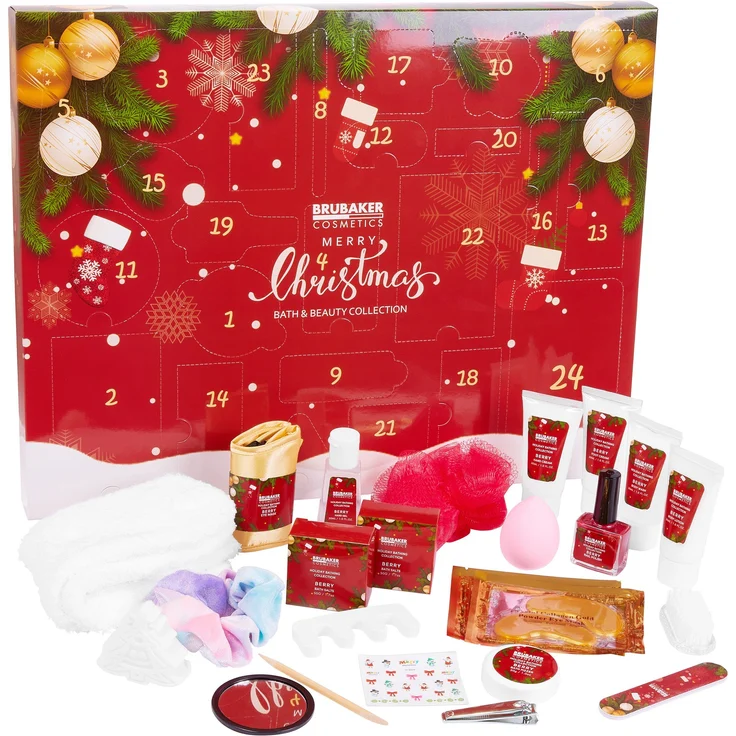 BRUBAKER Adventskalender XXL Beauty Adventskalender 2024 - Rot - 24-tlg Körperpflege & Spa, Wellness Weihnachtskalender, Frauen & Mädchen