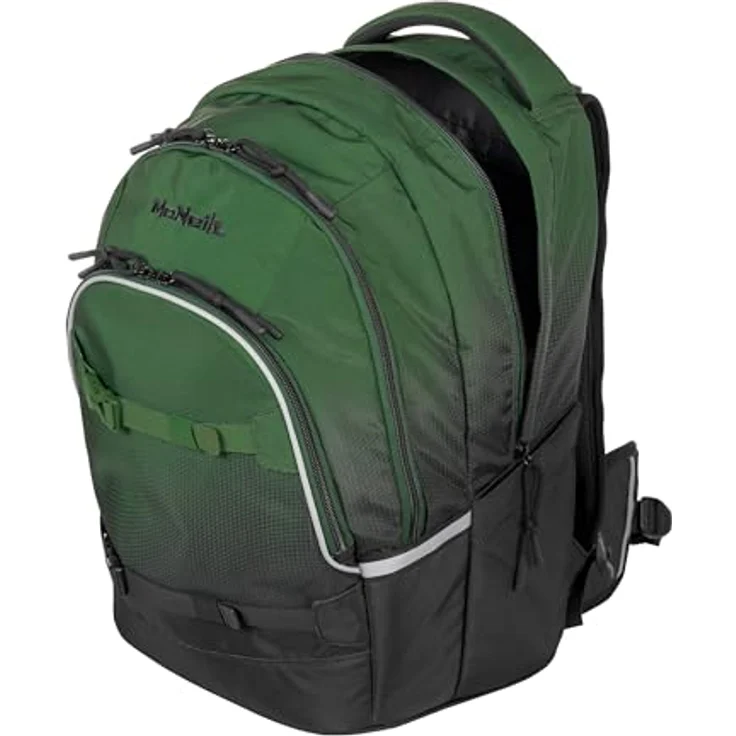 McNeill Schulrucksack MILO, gepolsterte Rückriemen mit Gummibandsystem, Air-Flow Rückensystem, Grün – Bild 1