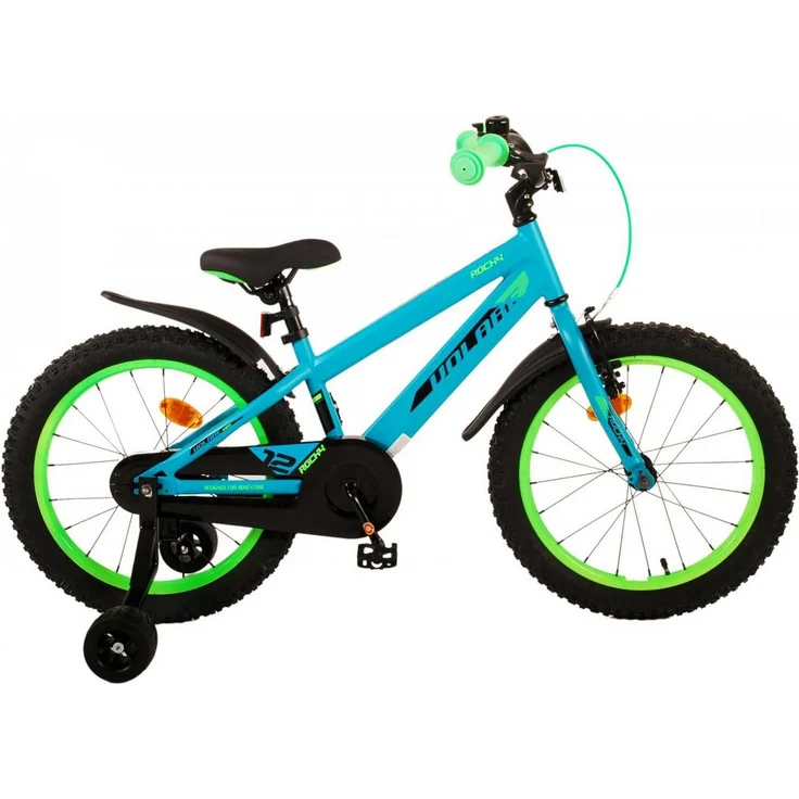 Volare Rocky 18 Zoll Kinderfahrrad für Jungen, Grün mit schwarz, geschlossener Kettenschutz, Handbremse und Rücktrittbremse – Bild 1