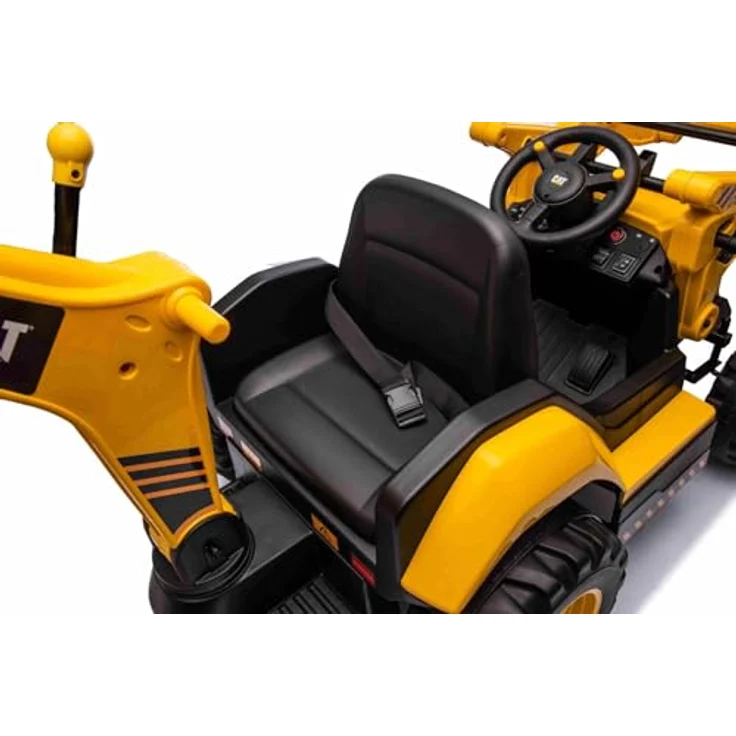 RIRICAR Lizenzierter Caterpillar Elektrobagger mit Hang- und Grabschaufel, Einzelsitz, Gelb, 2 x 30W Motoren, Lithium-Batterie, USB-Anschluss, Fernsteuerung – Bild 2