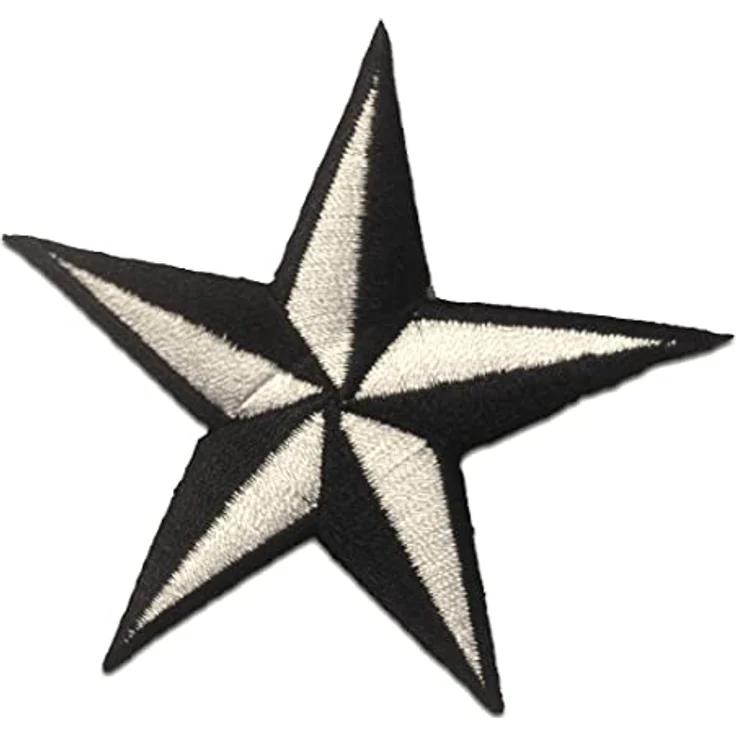 Stern - Aufnäher, Bügelbild, Aufbügler, Applikationen, Patches, Flicken, Zum Aufbügeln, Größe: 7,5 x 7,5 cm, Farbe:weiß – Bild 1
