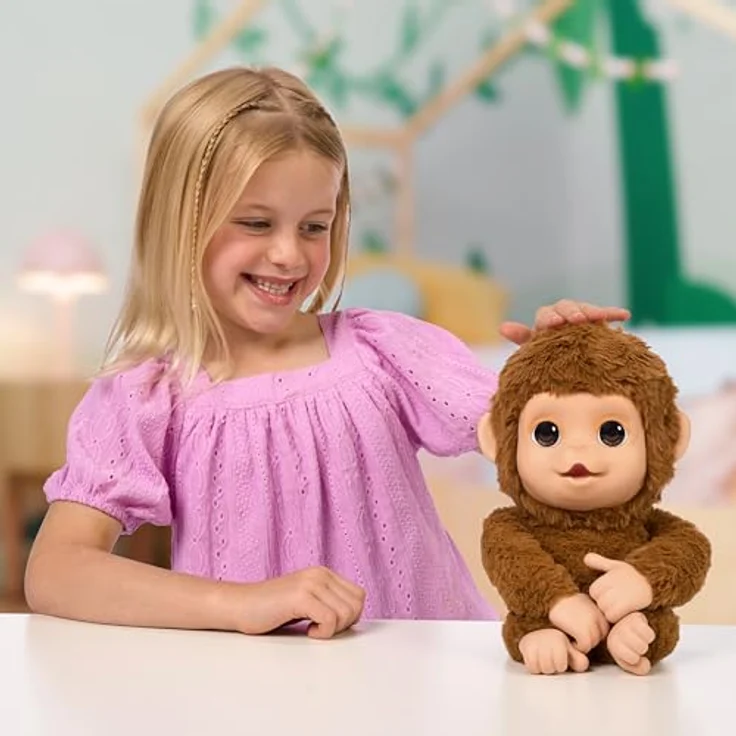 Moose Little Live -Haustiere meine Babypaffenspielfigur, interaktive Plüschtier Elch mit über 50 reaktionen, süßem Gesicht und beweglichen Händen, braun – Bild 8