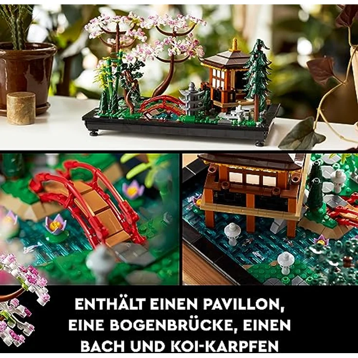 LEGO 10315 Icons Garten der Stille, Botanical Zen-Garten-Set für Erwachsene mit Lotusblumen, anpassbare Schreibtisch-Dekoration, inspiriert von Japan, achtsames Geschenk für Frauen und Männer – Bild 3