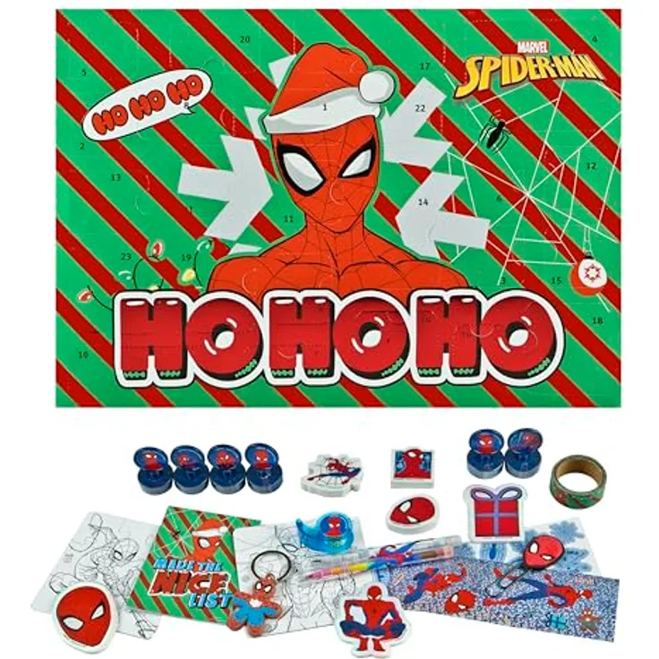 Undercover SPAN8027 - Spiderman Adventskalender für Kinder, mehrfarbig - Gefüllt mit 24 Schreibwaren Überraschungen und kleinen Spielzeugen, SPIDERMAN Motiv, für Kinder ab 3 Jahren