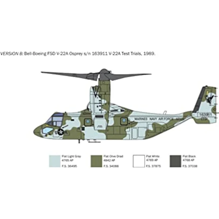 Italeri 1463 1:72 V-22 Osprey Tilt Rotor-Bausatz, Standmodellbau, Basteln, Hobby, Kleben, Plastikbausatz, detailgetreu, Mehrfarbig, Grey – Bild 4