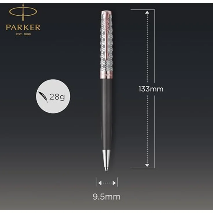Parker Sonnet Premium Kugelschreiber, Metallisch in Grau und Roségold, mit Quinkflow-Technologie für ein reibungsloses Schreiberlebnis – Bild 3