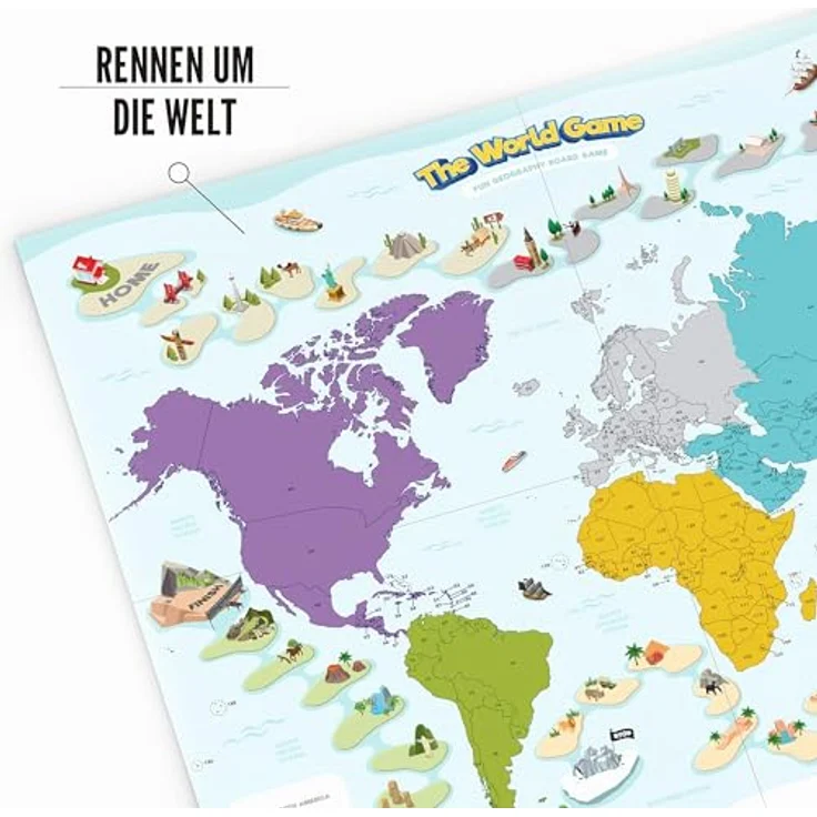 The World Game - Geographie Brettspiel für Kinder & Erwachsene, 194 Länder, über 1500 Länderfakten, für 2-5 Spieler, englische Version – Bild 5