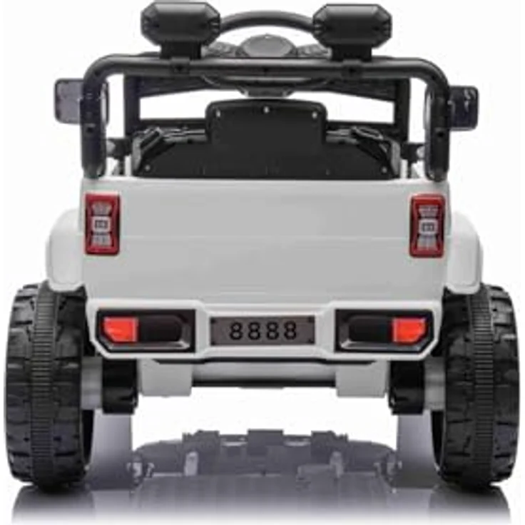 RIRICAR Kinder elektroauto Offroad New mit Hinterradantrieb, weiß, Lithium-Batterie, hohes Fahrgestell, breiter Sitz, Hinterradfederung, 2,4-GHz-Fernbedienung, MP3-Player mit USB/AUX-Anschluss, LED-Leuchten – Bild 5