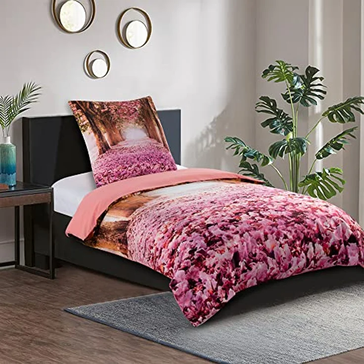 Sanilo® Bettwäsche 135x200 cm, 100% Baumwolle, 4-teilig, Oeko-TEX zertifiziert, Wendebettwäsche, Romantik-Design – Bild 2