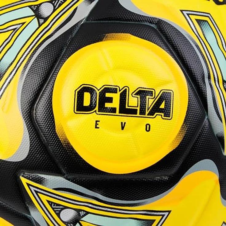 Mitre Delta Fußball, langlebig mit verbesserter Genauigkeit und Konsistenz, Gelb/Schwarz/Grau (Fluo-Gelb/Schwarz/Kreisgrau), Größe 5 – Bild 5