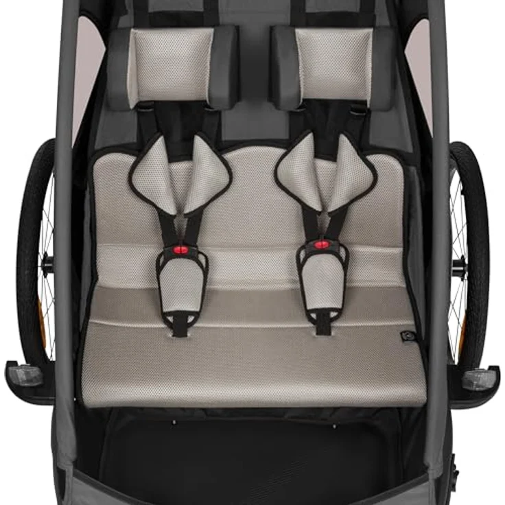 lionelo Fahrradkinderanhänger CAMA, 2in1 / SIQ / All-round-safety/ Head+/UPF 50+/60l Kofferraum, Kinderwagen und Fahrradanhänger, blau – Bild 6