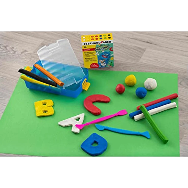 Eberhard Faber 572010 - Winner Plastilin-Knete in 7 leuchtenden Farben, Kunststoffbox mit 14 Knetstangen und 2 Modellierwerkzeugen, weich und formbar, für kreativen Bastel- und Knetspaß – Bild 3