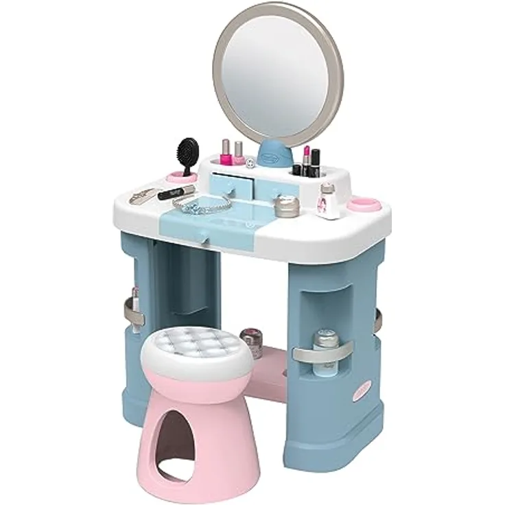 Smoby - My Beauty Schminktisch mit Spiegel (53,7x34,4x85cm) - Kinderschminktisch ab 3 Jahre mit Hocker und 15 Accessoires für Haare, Nägel und Make-Up (unechte Kosmetika)