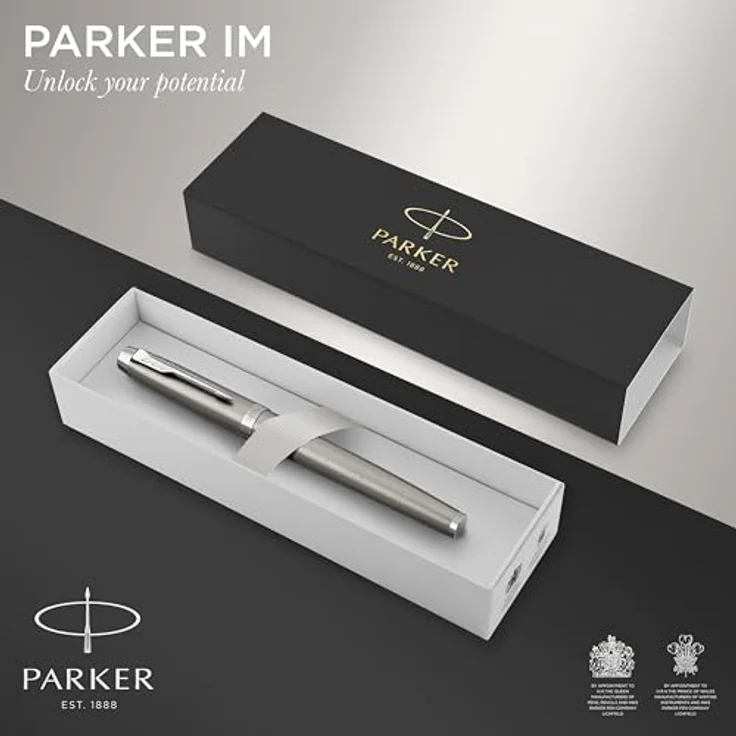 Parker Pen Tintenroller IM Essential, Edelstahl, Strichstärke M, schwarz, ergonomischer Griff – Bild 2