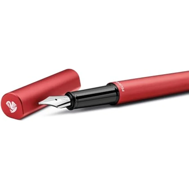Pelikan Füllfederhalter Pelikan Füller Ineo® Elements P6, Feuer-Rot, Patronenfüllsystem, polierte Edelstahlfeder, clip-loses Design – Bild 5