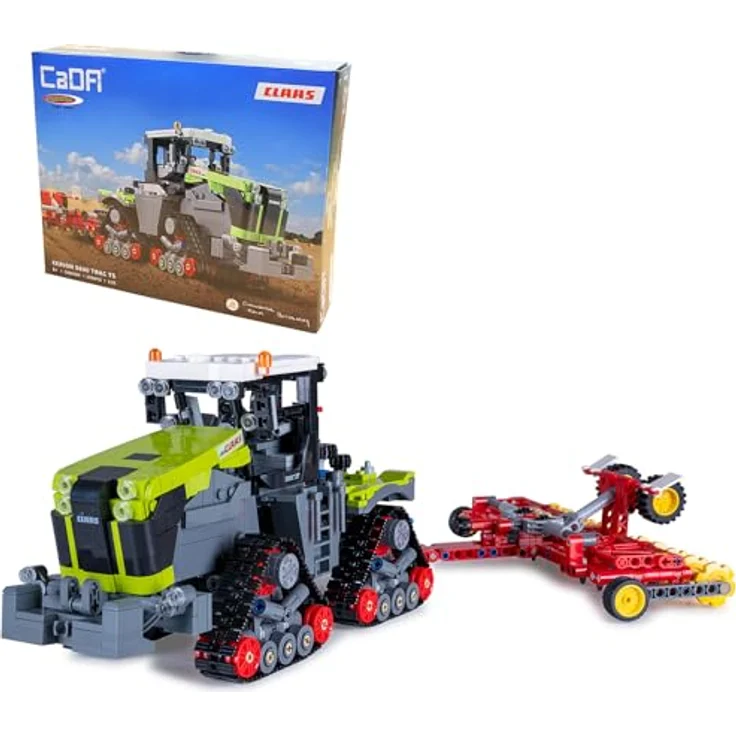 JAMARA CADA Claas Xerion 5000 Trac TS 1:32 Bricks, 1336-teiliges Kinder Landwirtschaft Spielzeug ab 8 Jahren mit detailgetreuen Funktionen und Pflug – Bild 1