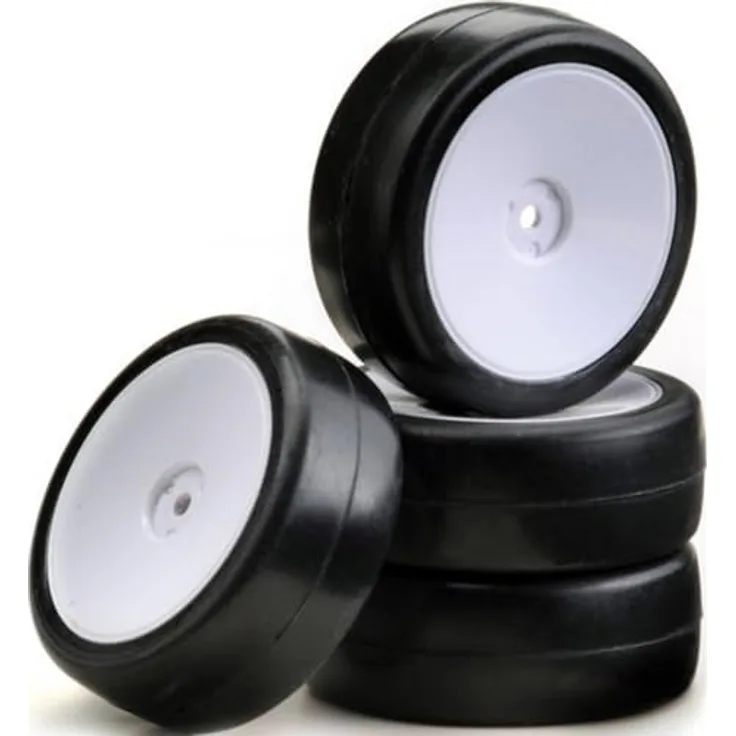 Absima 1:10 Tourenwagen Kompletträder Slick Disk, 4er Set mit Einlage, Weiß