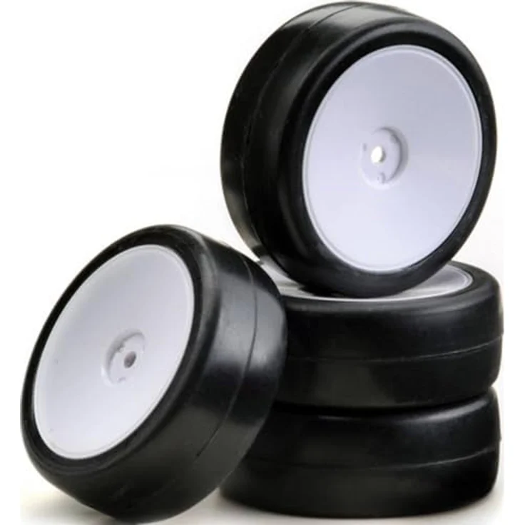 Absima 1:10 Tourenwagen Kompletträder Slick Disk, 4er Set mit Einlage, Weiß – Bild 1