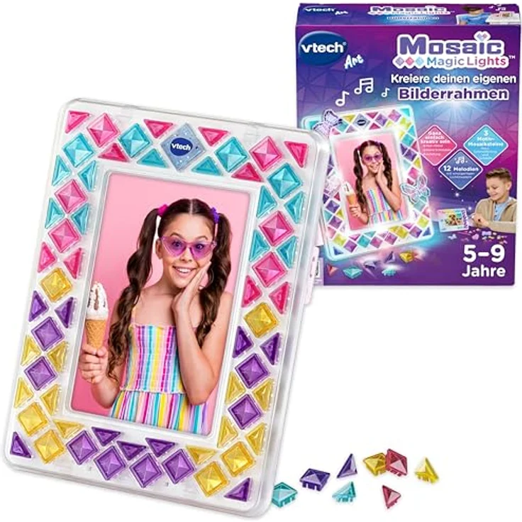 Vtech® Mosaic Magic Lights Bilderrahmen, DIY Mosaikset zur kreativen Fotogestaltung mit buntem Licht – Bild 1