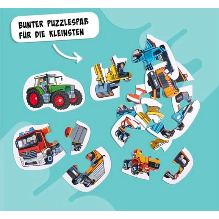 Noris 606012167 - 6 erste Puzzles: Fahrzeuge, Kinderpuzzle mit großen Teilen für Kleinkinder ab 3 Jahren, ideal zur Förderung von Feinmotorik und Hand-Auge-Koordination, Weiß – Bild 4
