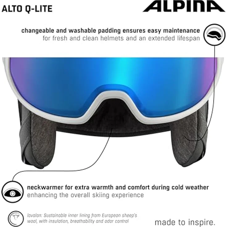 Alpina Unisex-Erwachsene Alto Q-LITE Skihelm, White matt (Blue revo), 55-59 – Bild 3