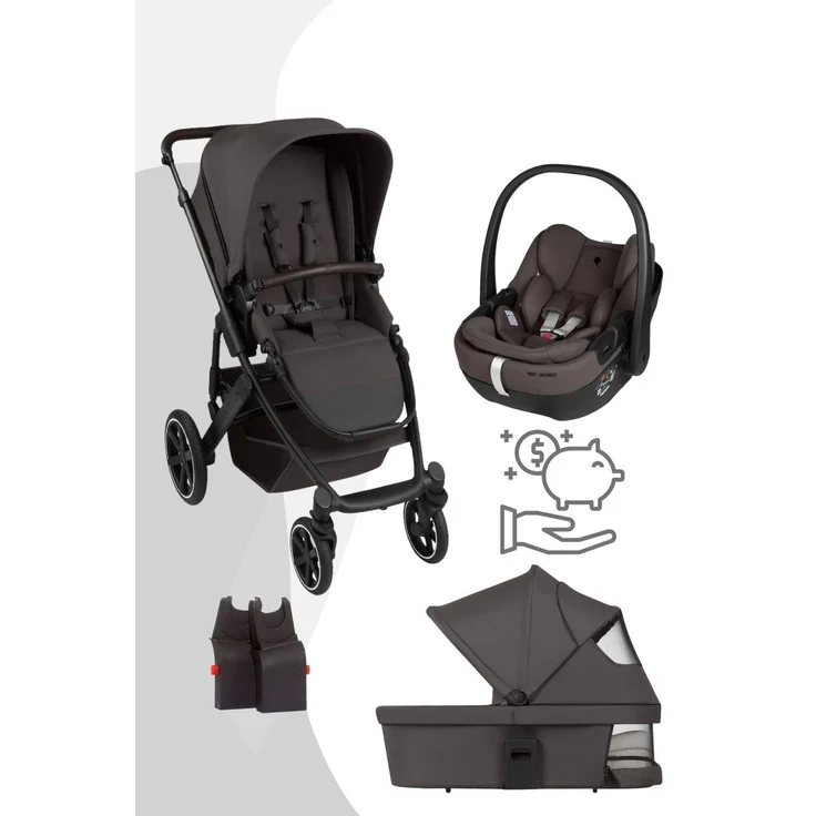 ABC Design Salsa Core All in One Set Kombi-Kinderwagen mit Babyschale Calla, umsetzbarer Sportsitz, Farbe: Falcon
