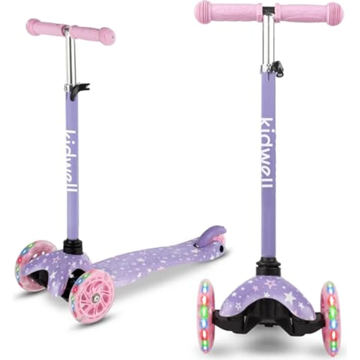 COIL Dreiradscooter, Kinderroller, Tretroller, Dreirad-Balance-Roller, Cityroller, ABEC-7-Lager, 3-stufige Lenkradverstellung, LED-Räder, Stars – Bild 1