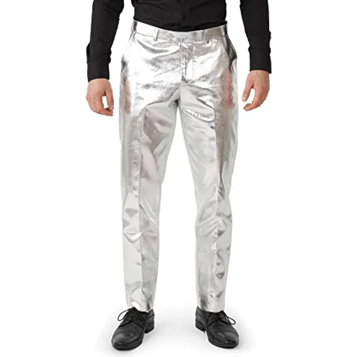 OppoSuits Shiny Silver (62), Anzugset mit Slim-Fit-Schnitt, silberfarben, inkl. Jacket, Hose und Krawatte – Bild 4