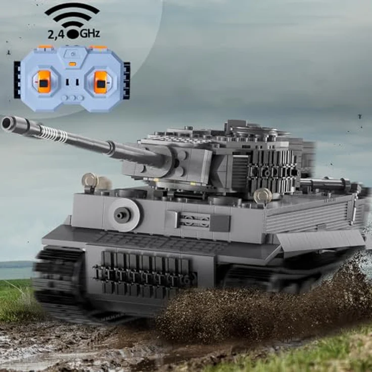 Grau CaDA Panzer Tiger 1:35, RC Modell mit 2,4GHz Fernsteuerung, robuste Bauweise, schnellladefähig – Bild 2