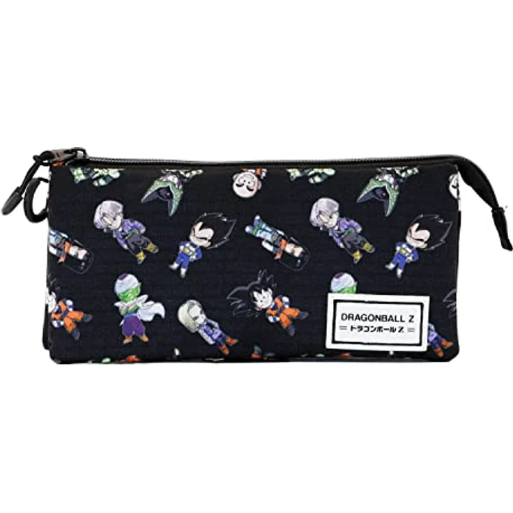 KARACTERMANIA Dragon Ball SD-Dreifach HS Federmäppchen, flach, Schwarz, 3 Fächer mit Reißverschluss, Innenfutter, 11 x 23 x 7 cm – Bild 2