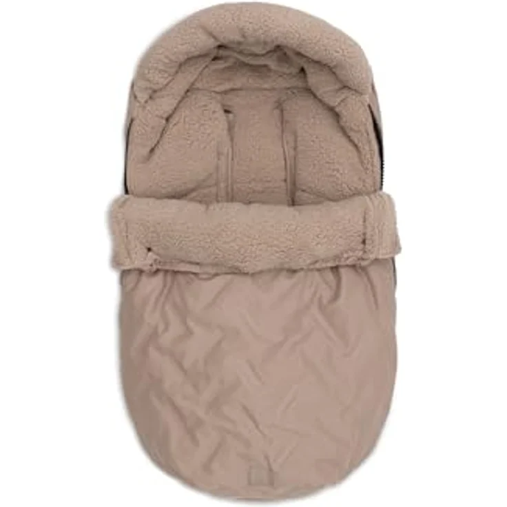 Jollein Fußsack Embossed Milky Coffee, für Babyschale und Kinderautositz Gruppe 0+, gefüttert mit Teddyfleece, Bionic-Finish für Wind- und Nässeschutz, 3-Punkt- und 5-Punkt-Gurt kompatibel – Bild 2