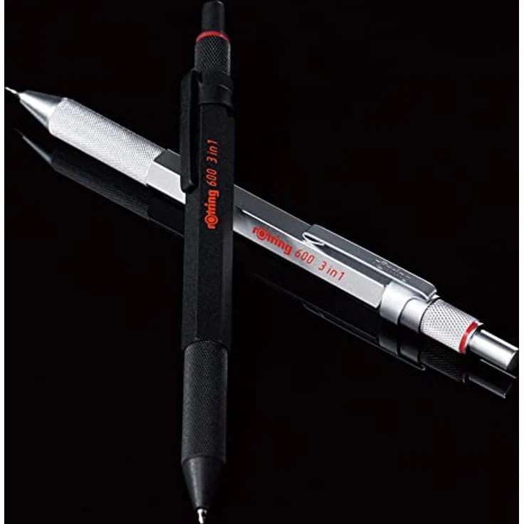 Rotring Feinminenstift, vollmetallischer Körper mit sechseckigem Schaft, Silber und Rot – Bild 4