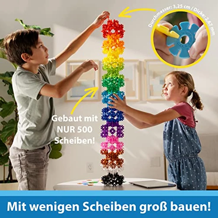 Brain Flakes 500er-Set, Ineinandergreifendes Kunststoff-Scheibenspielzeug für kreatives Bauen, Mint, ab 3 Jahren, ungiftig, inkl. Ideenheft und Online-Ressourcen – Bild 4