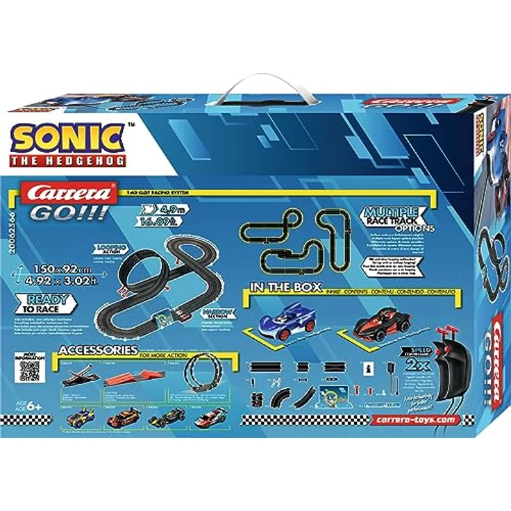 Carrera GO I Sonic the Hedgehog 4.9, Offizielles SEGA Autorennset mit Sonic & Shadow, Hochgeschwindigkeitsgeraden, enge Kurven & schneller Looping – Bild 2
