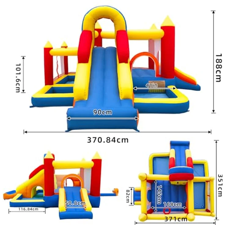 Ballsea Hüpfburg XXL mit Gebläse, Sicherheitsnetz, Rutsche und EN71 Zertifizierung für Kinder von 3-8 Jahren, bis 160 kg Belastung – Bild 3