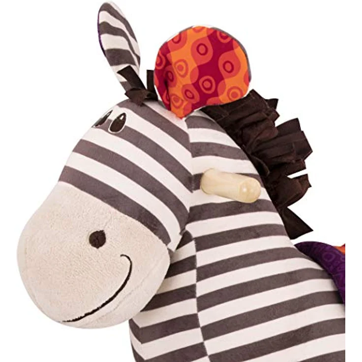 B. toys Schaukelpferd Zebra gestreift aus weichem Plüsch und hochwertigem Holz, Schaukeltier zum Draufsitzen für Kinder und Babys ab 18 Monaten – Bild 3