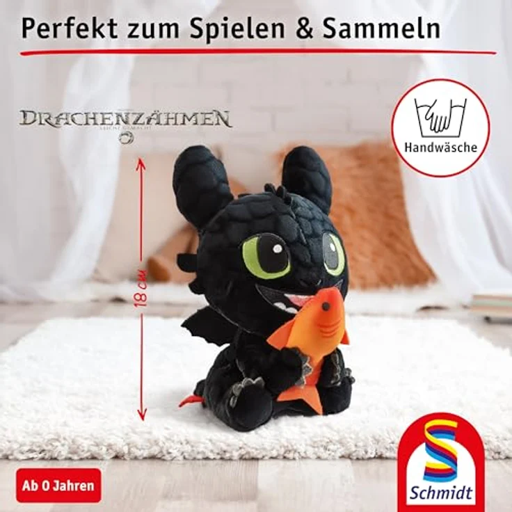 Schmidt Spiele 42859 Dragons Ohnezahn, Plüschfigur 18 cm, hochwertiger weicher Plüsch, ab 0 Jahren – Bild 5
