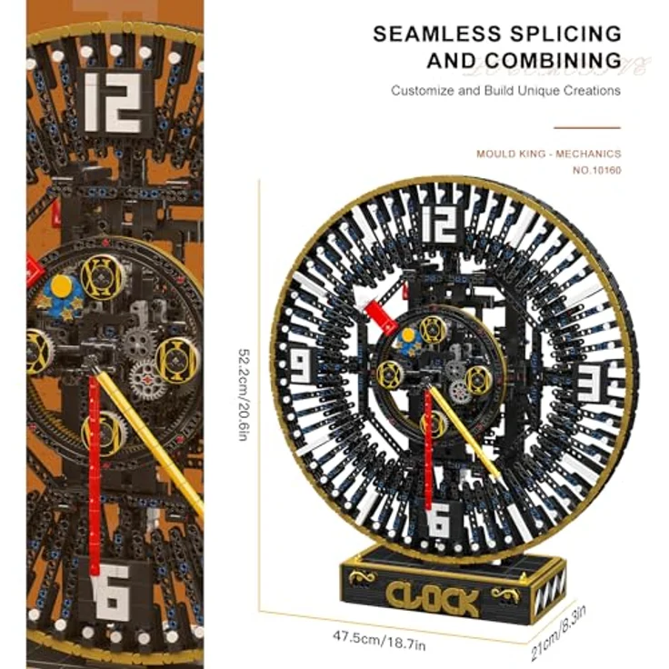 Mould King 10160, APP-gesteuertes Cyberpunk Uhrzeiger-Rotations-Bauset, 3675 Teile, mechanische Uhr mit innovativer Steuerung und Vintage-Industriedesign – Bild 2