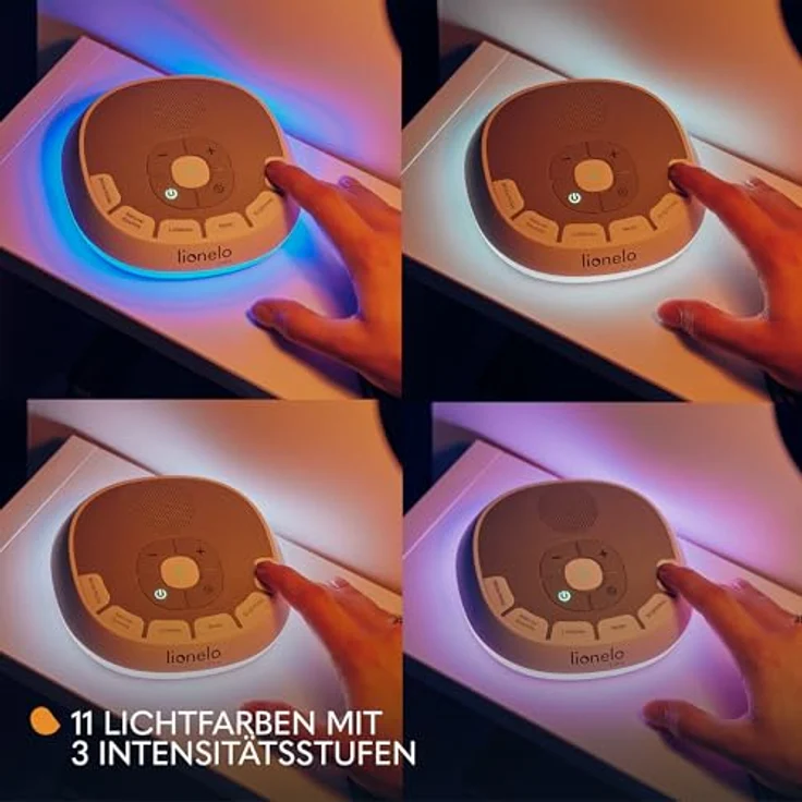 Lionelo BabyNap Tragbare Baby-Einschlafhilfe 2-in-1 Nachtlicht mit 11 Lichtfarben, 20 Töne, Schlaflieder, Timer, Aufnahme von Mamas Herzschlag Love Beat – Bild 4