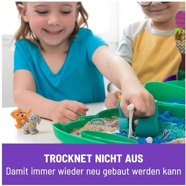 Spin Master Kreativset Kinetic Sand Hunde Park Koffer 680 g, mit 3 interaktiven Hunden und gestaltbarem Park – Bild 7