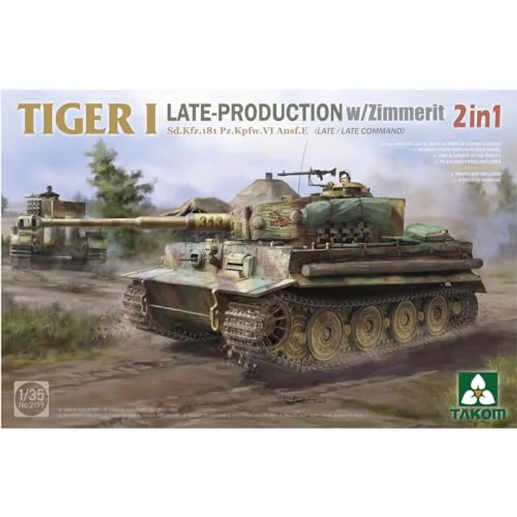 Takom Tiger I Late-Production w/Zimmerit Sd.Kfz.181 Pz.Kpfw.VI Ausf.E, Modellfahrzeug 2 in 1 – Bild 9