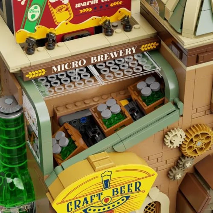 Pantasy Craft Brewery, Klemmbausteine-Set mit 3252 Teilen, nostalgisches Design, drei Minifiguren, modularer Aufbau – Bild 4