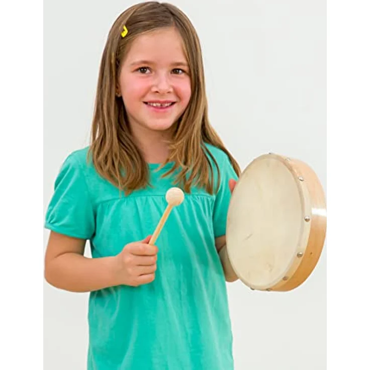 Betzold Musik Tamburin Schlägel Holz Rahmen-Trommel Naturfell, Handtrommel, 20 oder 25 cm Durchmesser – Bild 5