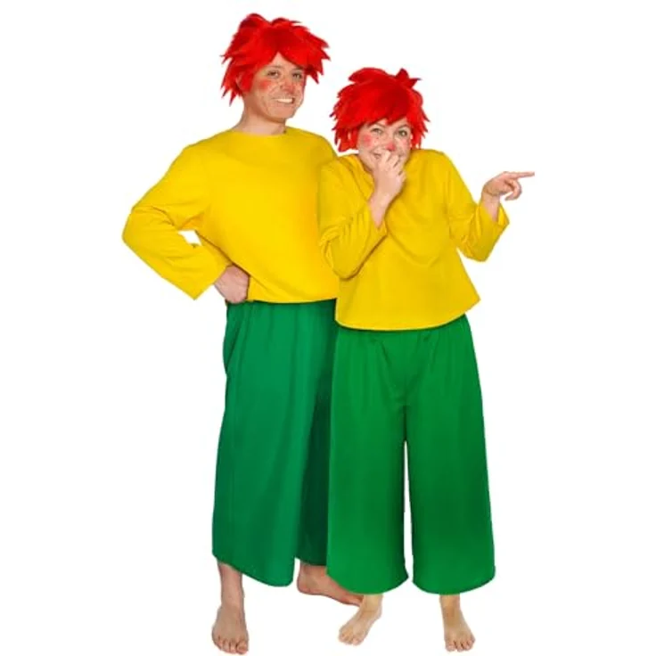 Maskworld Pumuckl Kostüm für Erwachsene – original lizenziert – zweiteilig – Karneval (XXXL) - Gelbes Shirt und grüne Hose – Bild 2