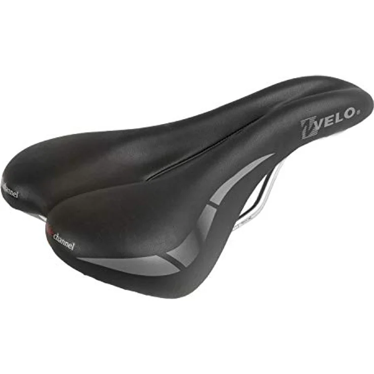 Velo Wide:Channel Touringsattel, Fahrradsattel, O-Zone Full Cut, Wide Channel, ARC-TECH gefederter Stützpunkt, D2 Konstruktion/ Einlage, 270x175mm,schwarz – Bild 1