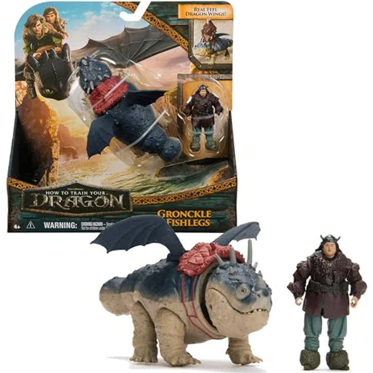 Dreamworks Dragons Fleischklops und Fischbein, Wikinger und Drachen Actionfiguren-Set mit 7 Bewegungspunkten, Spielzeug für Kinder ab 4 Jahren – Bild 1