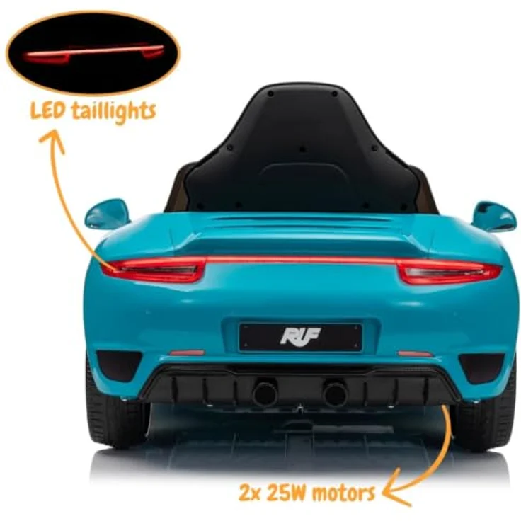 Porsche RUF GT Kinder Elektroauto, 12V, mit Fernbedienung, für 1-5 Jahre, blau, Sicherheitsgurt, MP3-Player, EVA-Reifen – Bild 2