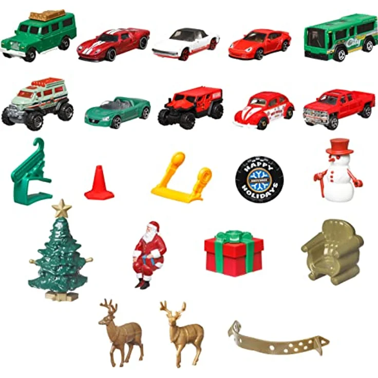 Mattel® Adventskalender Hot Wheels Matchbox, Spielzeugautos, für Kinder ab 3 Jahren, mit Spielmatte und 10 Die-Cast-Autos – Bild 3